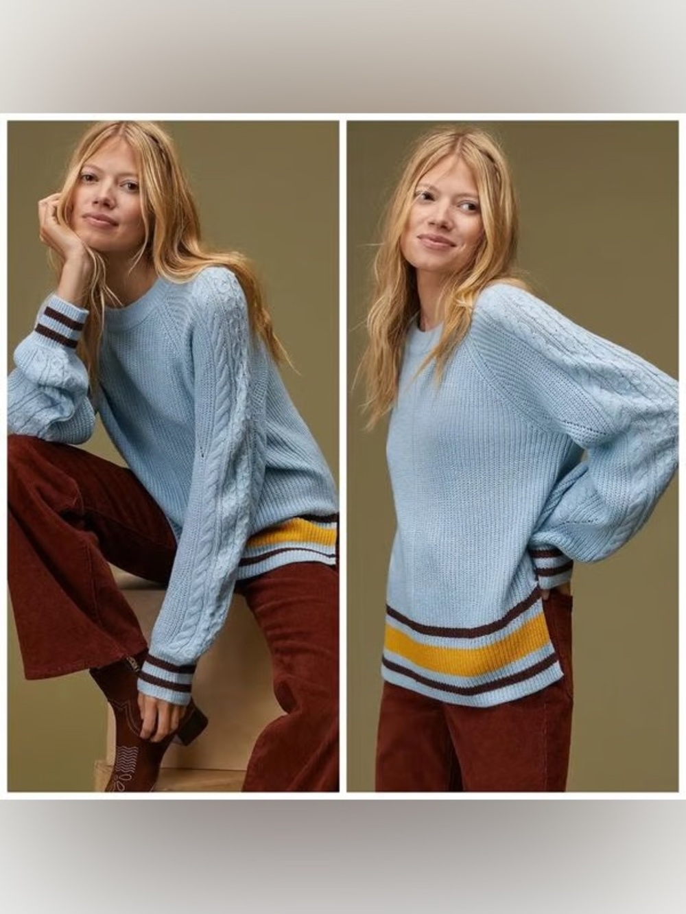 Anthropologie Sky Striped Sweater Size Medium